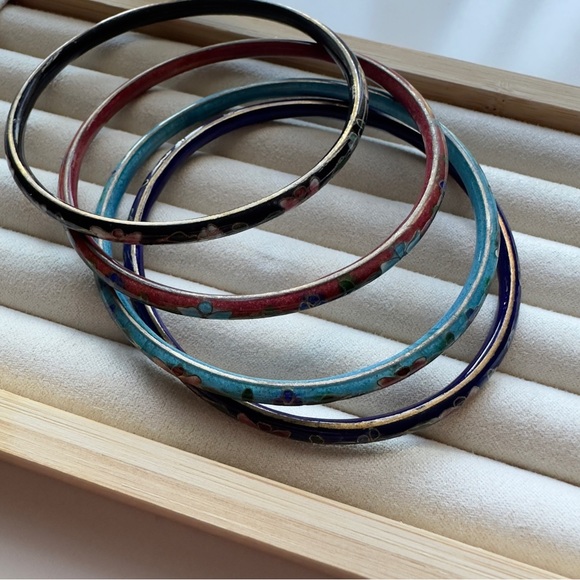 4 VINTAGE Cloisonne bangle bracelet - Picture 5 of 7